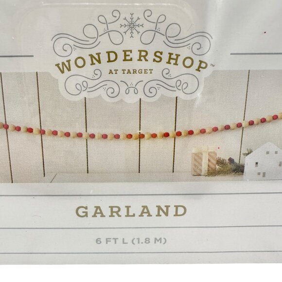 Wondershop 6 Ft Wooden Bead Garland Red & Natural Colors For Indoor Decoration - Picture 2 of 6